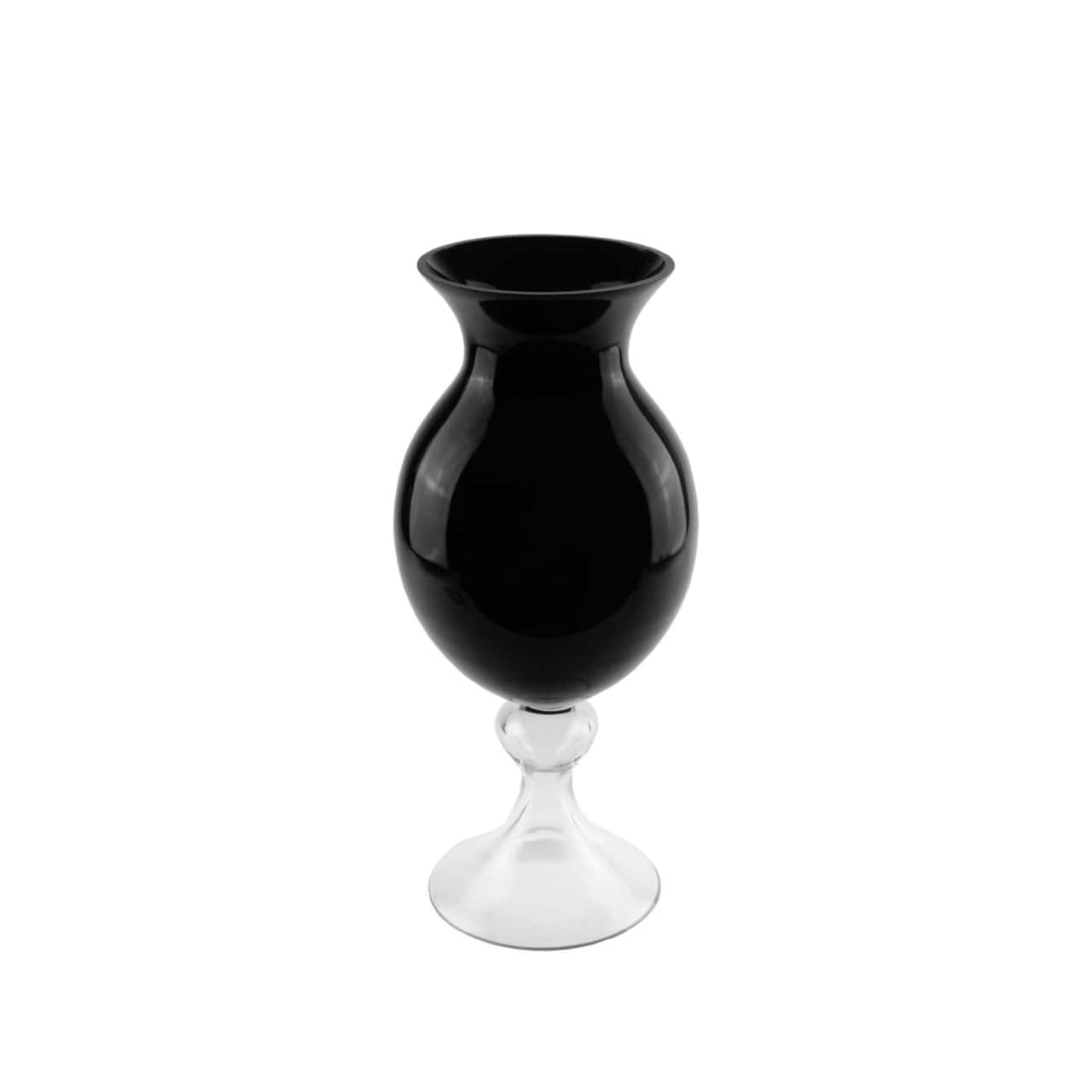 15.75" Transparent Glass Flower Vase, Jet Black